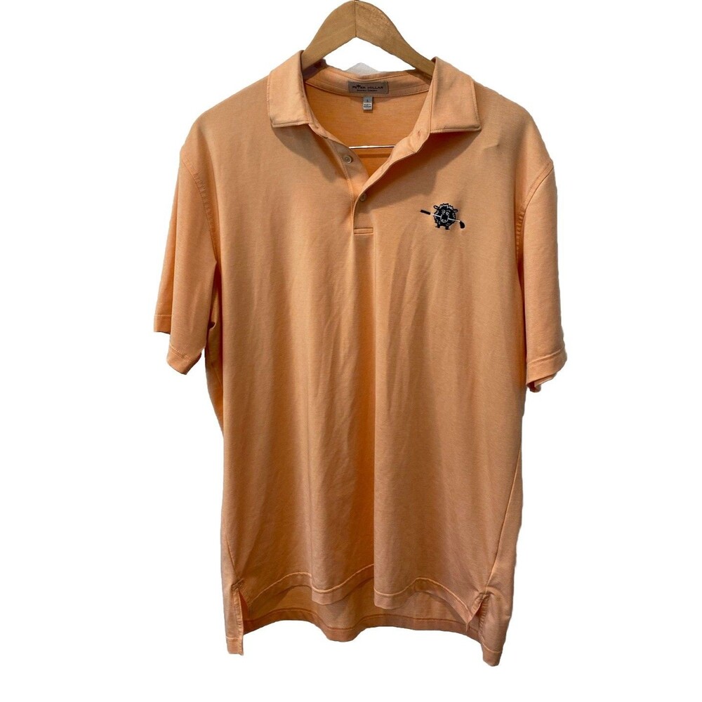 Peter Millar Polo Shirt Mens Sz Large Orange Summer Comfort‎ Short Sleeve